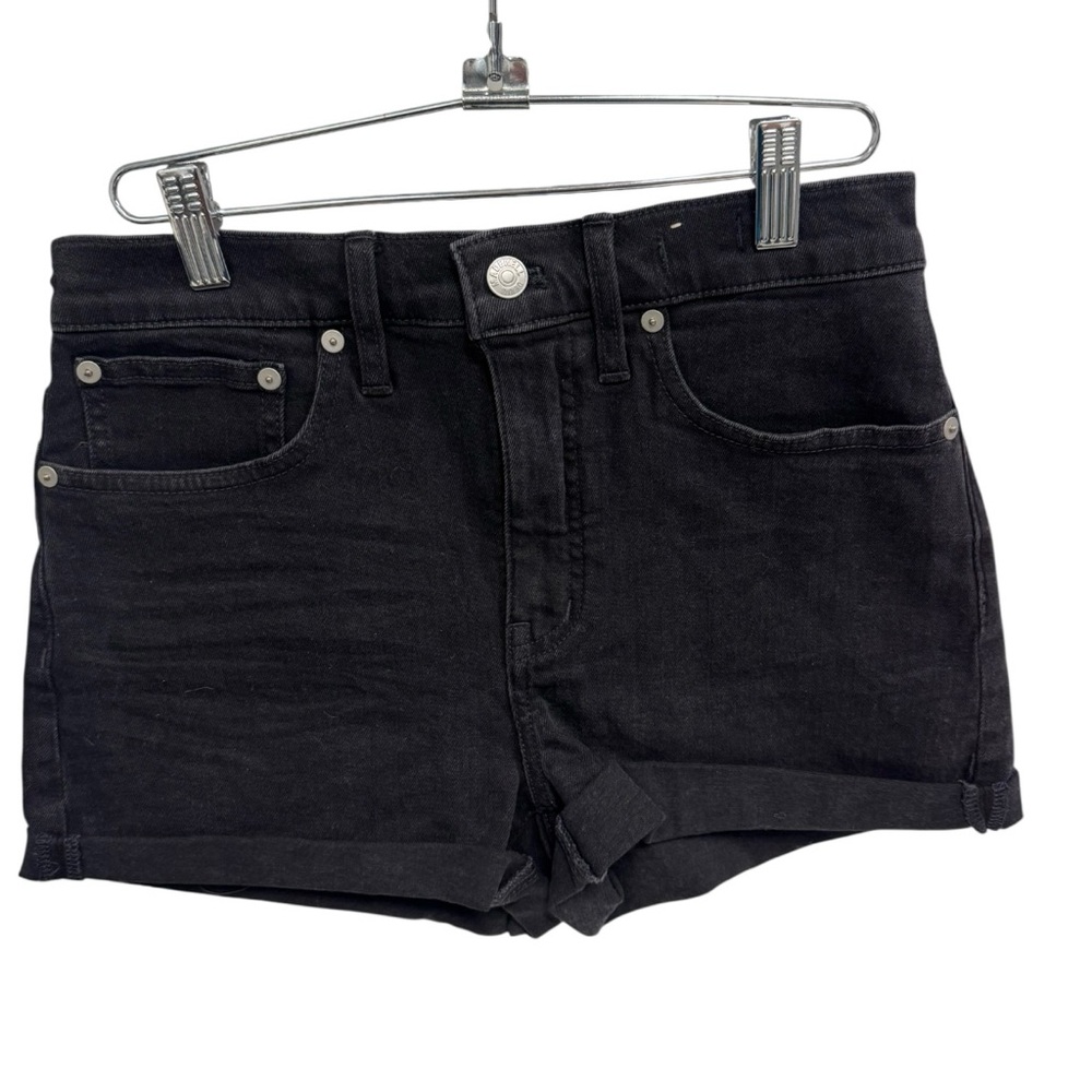 Madewell Black High Rise  Jean Shorts Frayed Hem Cuffed Size 26 NWT